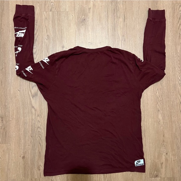 Nike Sportswear International Long Sleeve Tee Burgundy Size Large - Picture 2 of 4